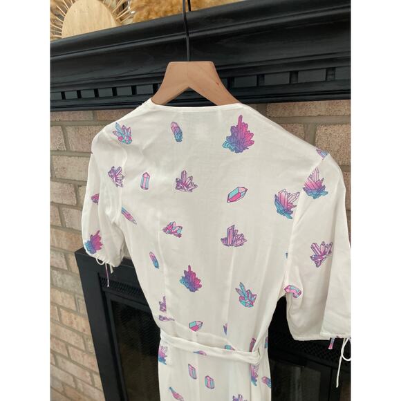 Wildfox Crystal Wrap Maxi Dress XS White Hippie Boho Festival - Picture 9 of 15